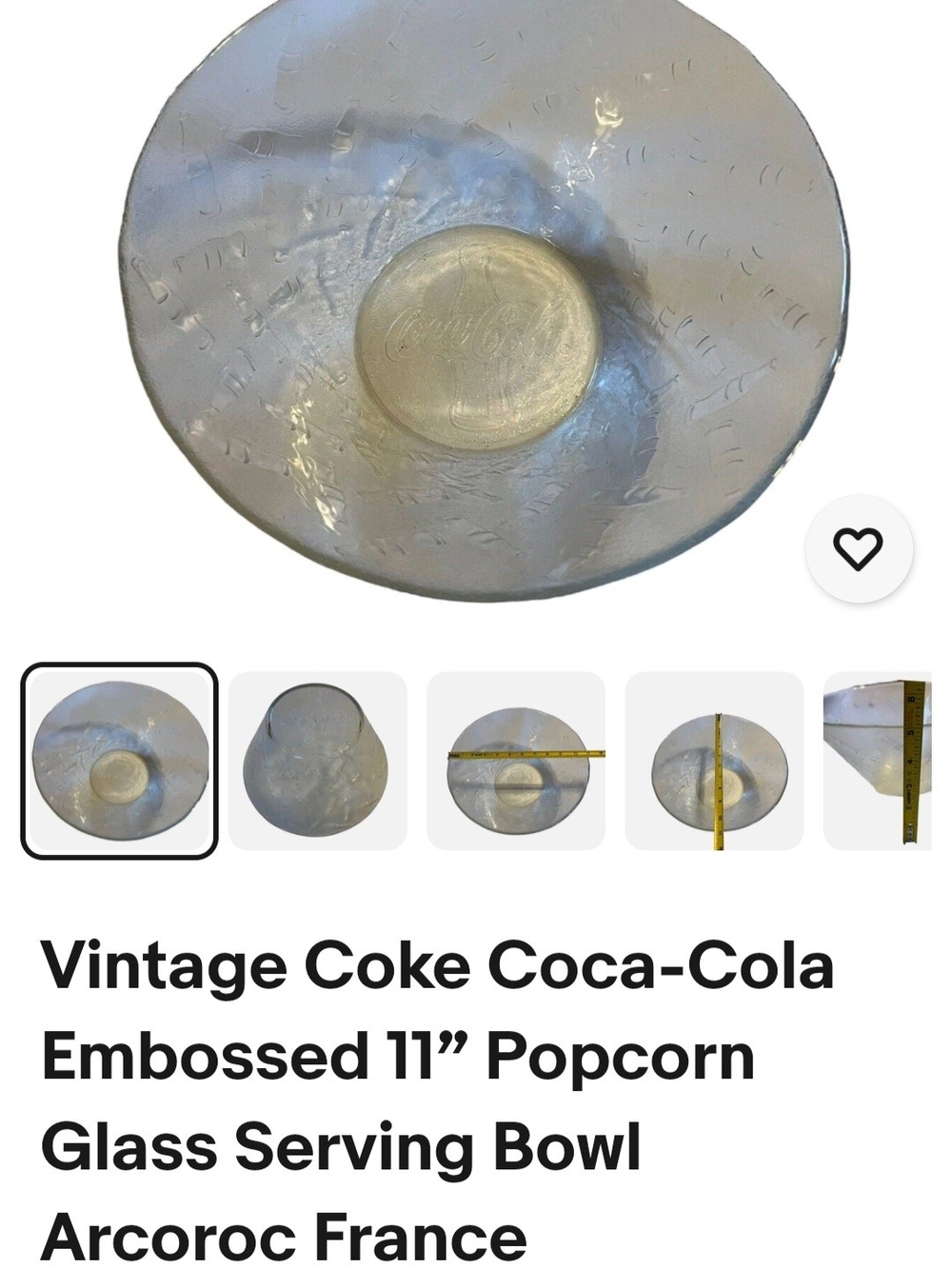 Coca Cola Clear Glass Embossed Serving Bowl